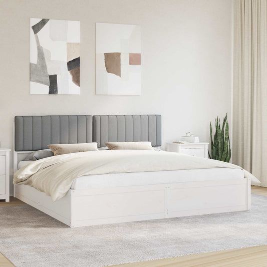 Ágykeret Kárpitozott Fejtámlával Világosszürke 200 x 200 cm