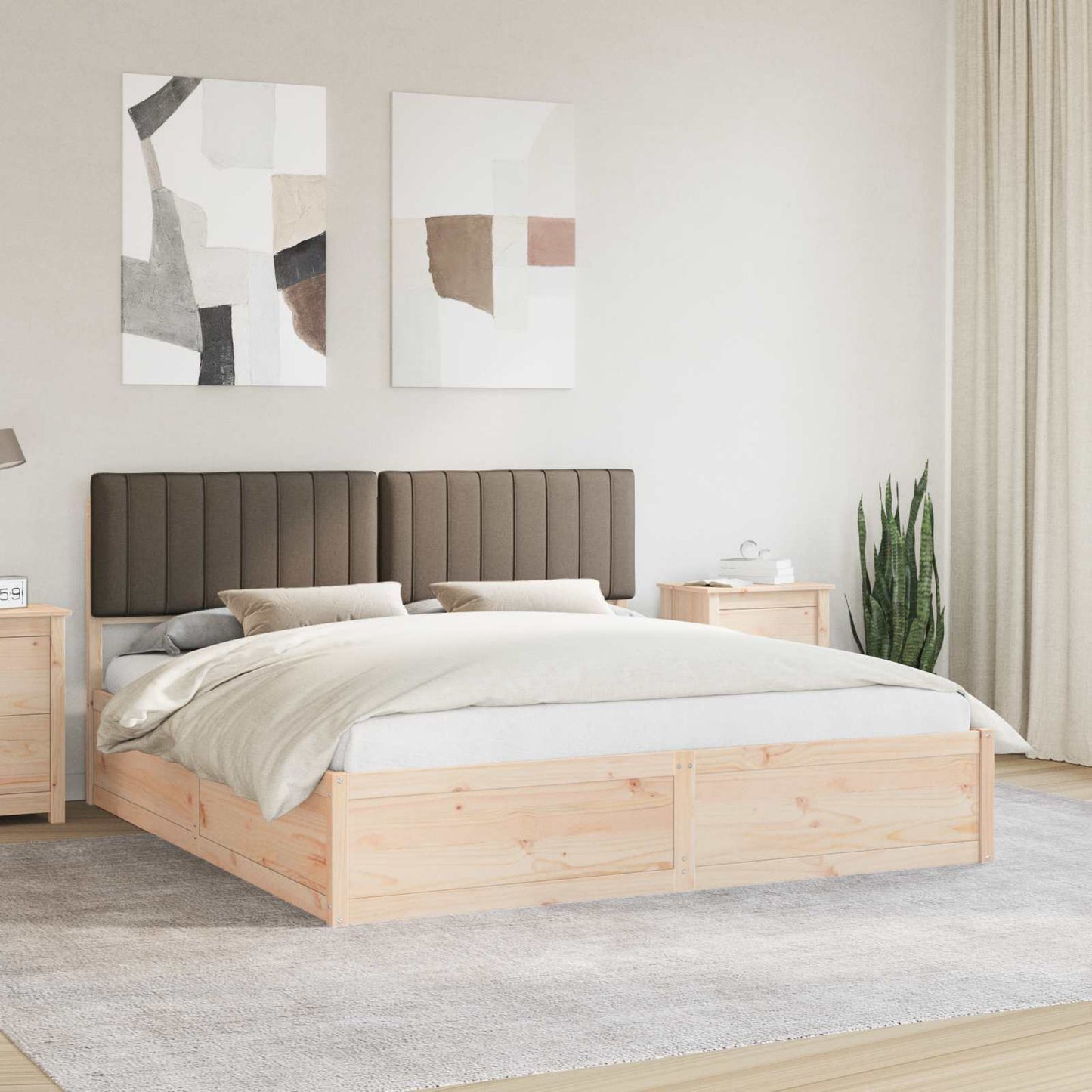 Ágykeret Kárpitozott Fejtámlával Tópszínű 180 x 200 cm