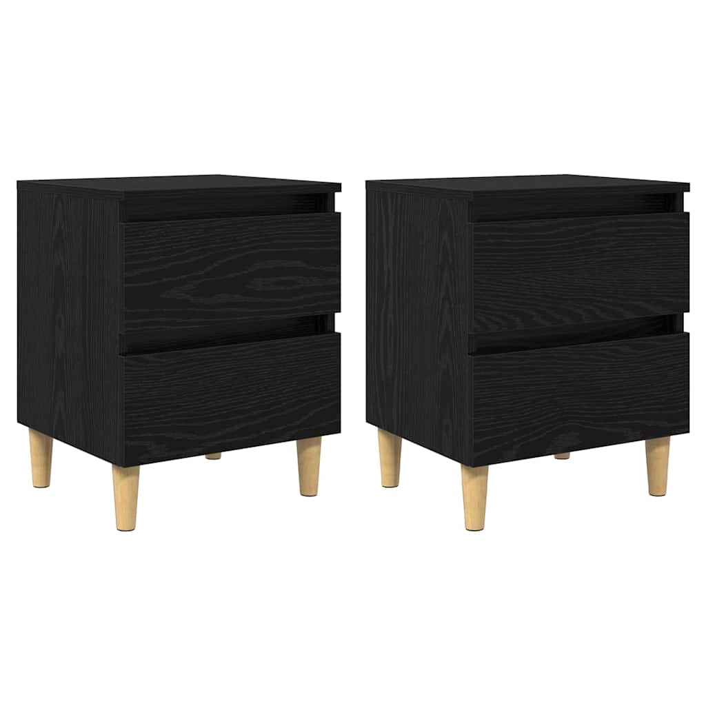 Ágy szekrények 2 db Fekete tölgy 40 x 35 x 50 cm Szerelt Fa