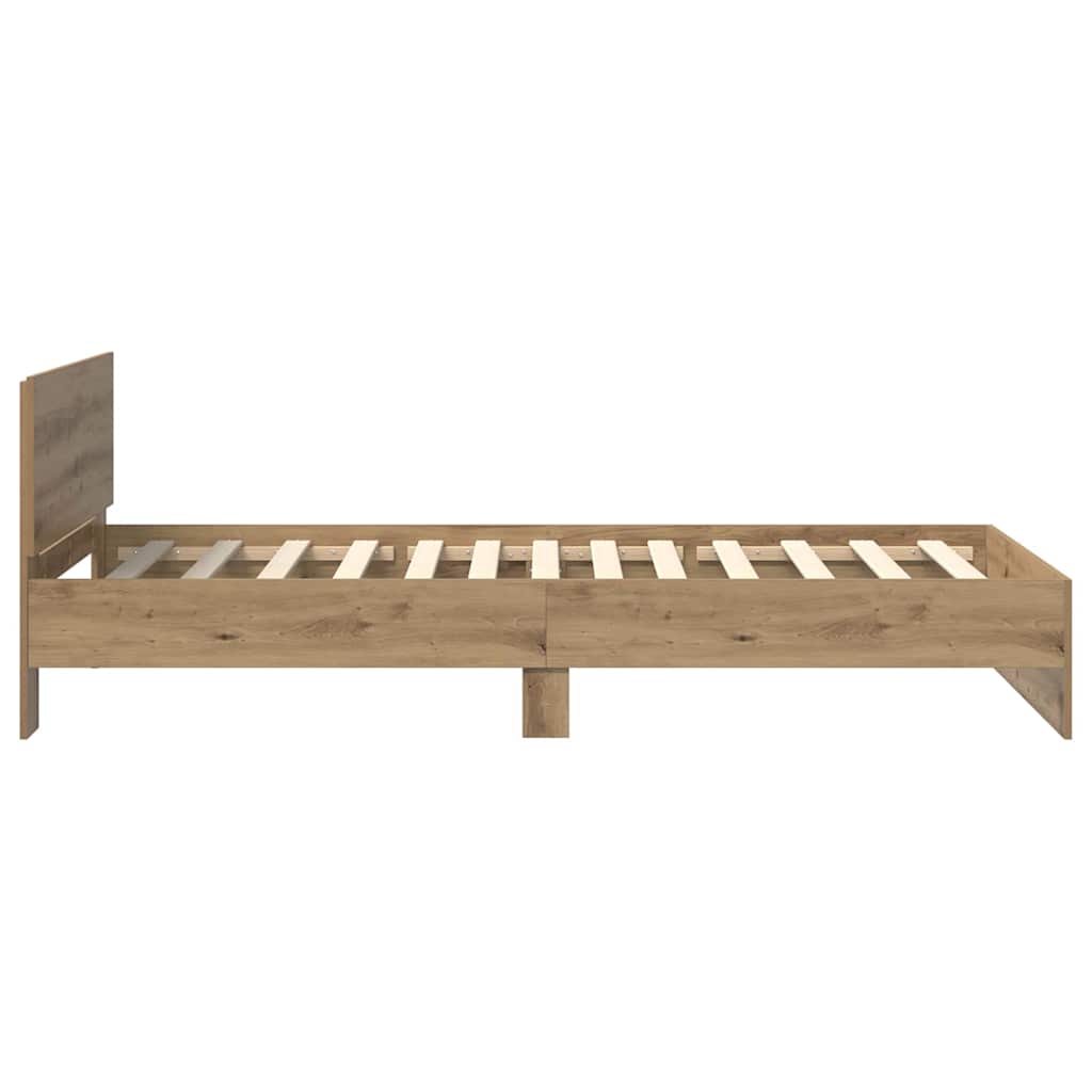 Ágykeret LED szalagokkal Artisan tölgy 100 x 200 cm Szerelt Fa
