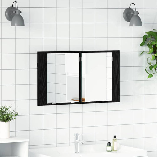 Fürdőszobai tükörszekrény Fekete tölgy 80 x 12 x 45 cm Faanyag