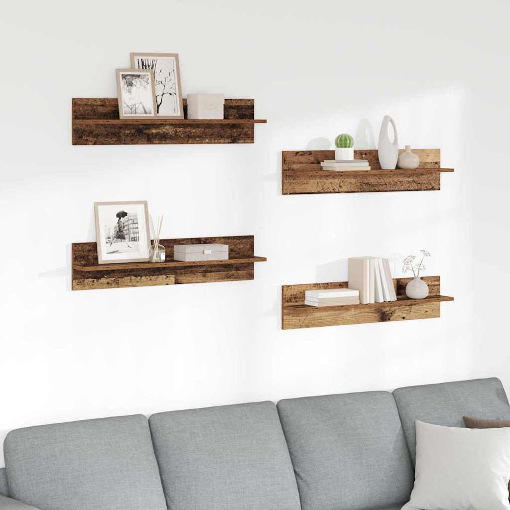 Falpolcok Falra szerelhető 4 pcs Öreg fa 80 x 11,5 x 18 cm
