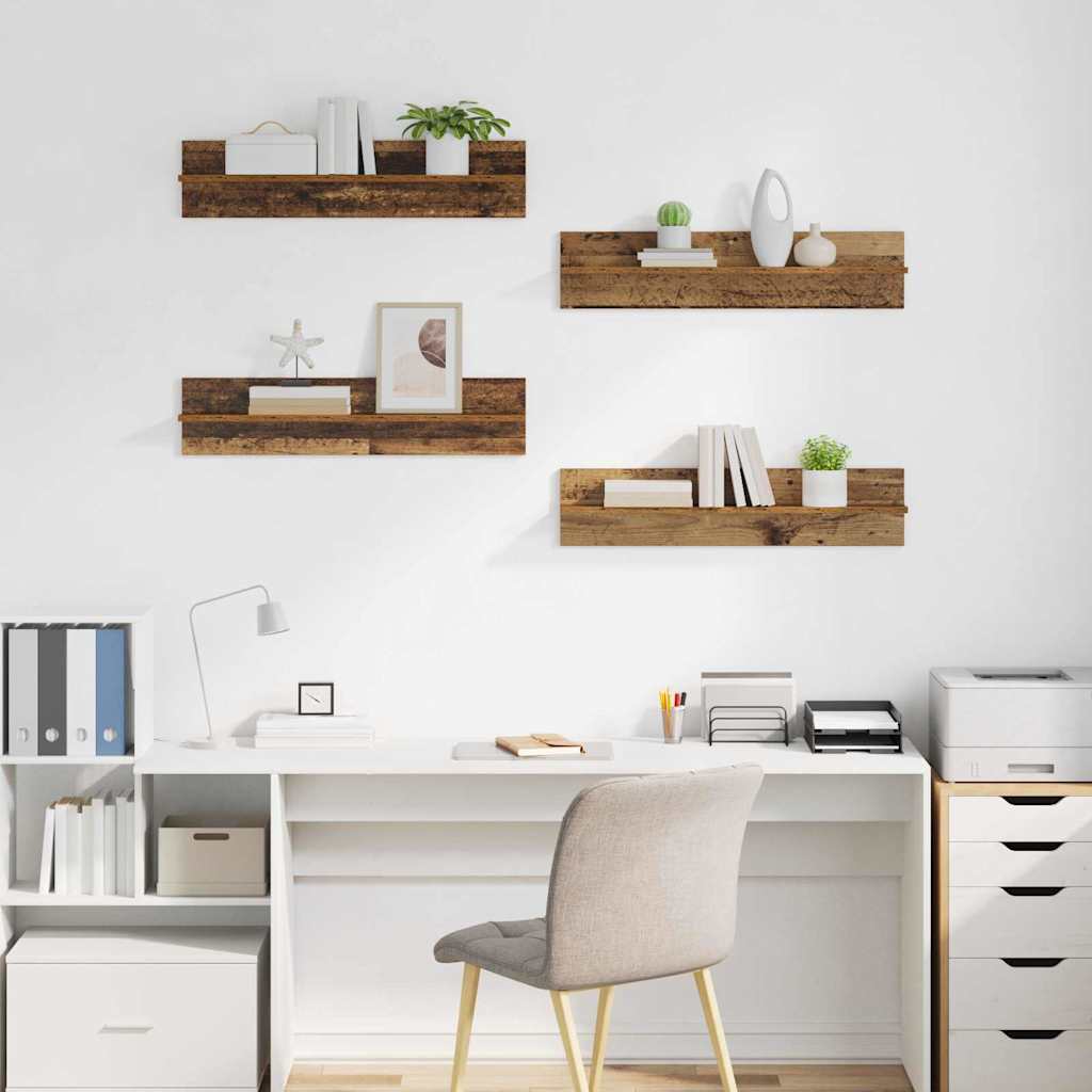 Falpolcok Falra szerelhető 4 pcs Öreg fa 80 x 11,5 x 18 cm