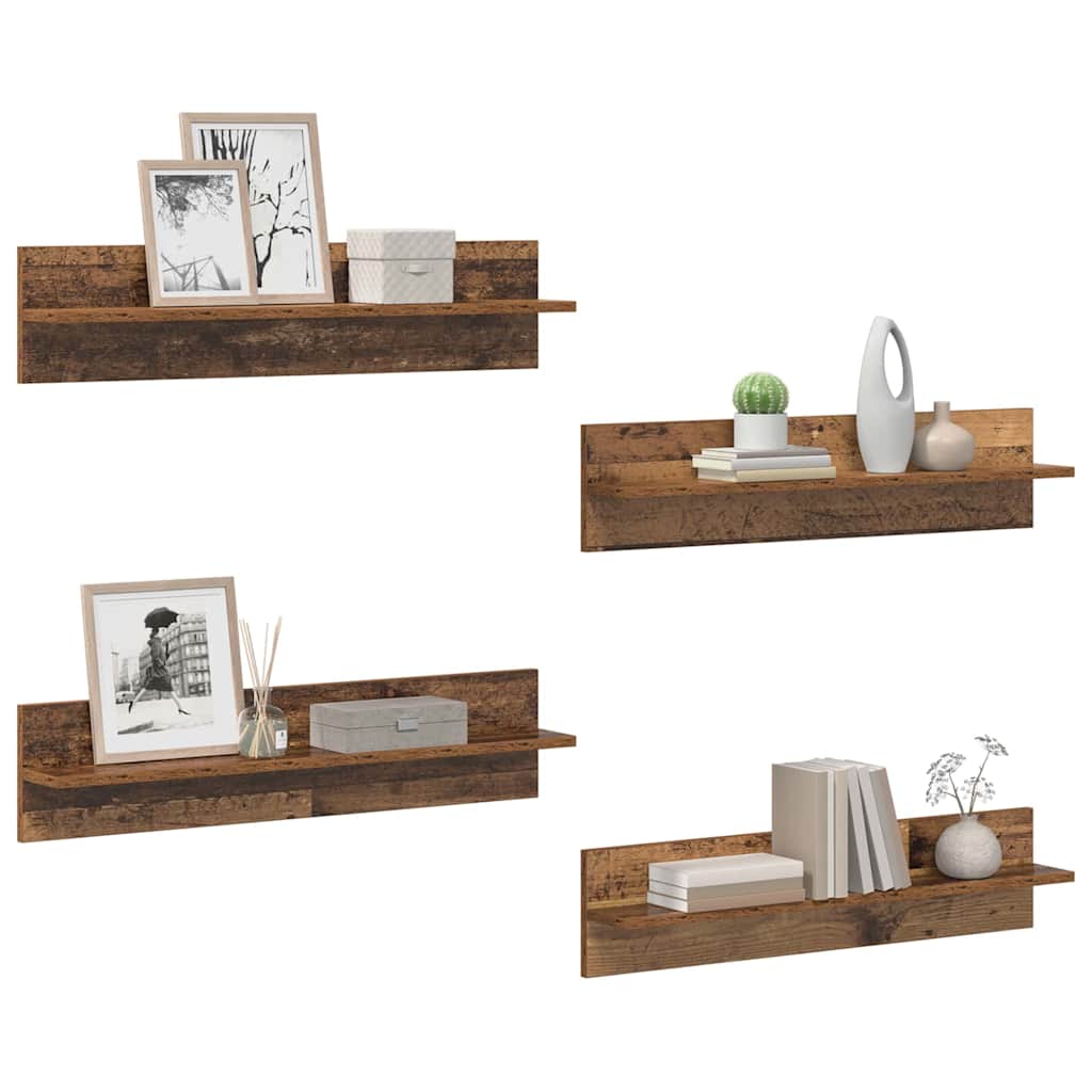 Falpolcok Falra szerelhető 4 pcs Öreg fa 80 x 11,5 x 18 cm