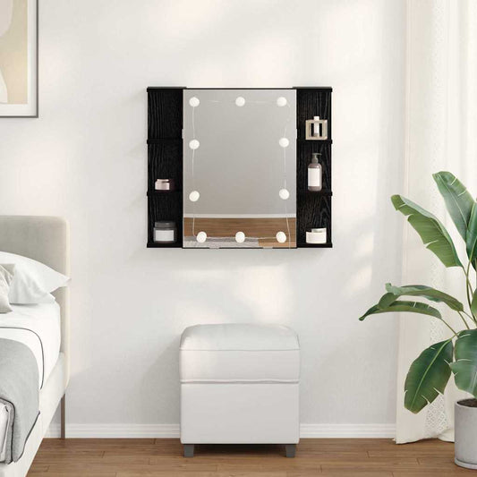 Tükörszekrény polcokkal Fekete tölgy 70 x 16,5 x 60 cm Faanyag