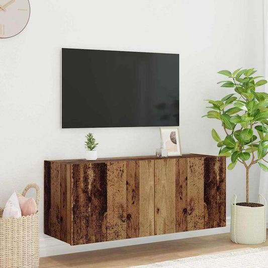 TV Fali Szekrény LED-del Öreg fa 100 x 35 x 41 cm Faanyag