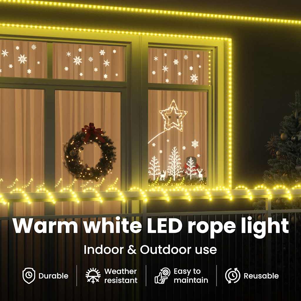 Kötél világítás 2400 LED-del Meleg fehér 100 m PVC