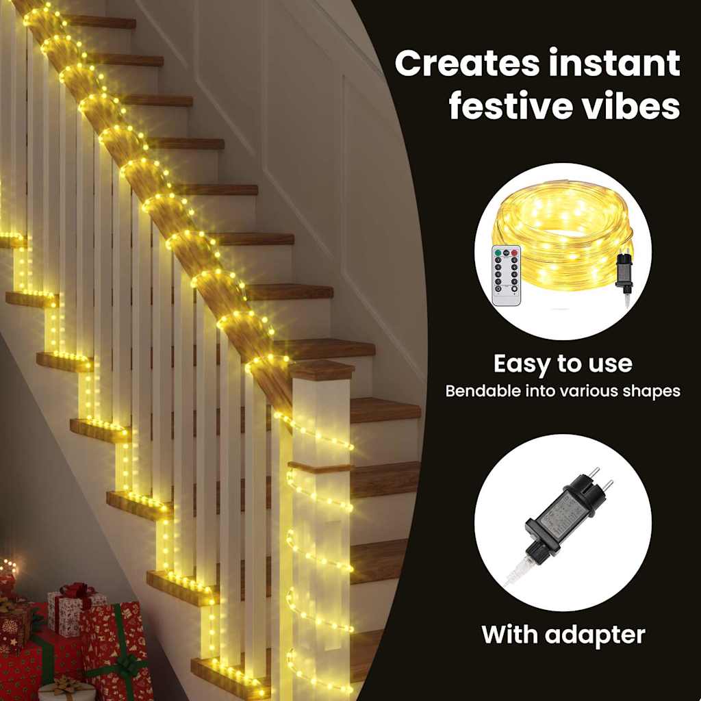 Kötél világítás 240 LED-del Meleg fehér 10 m PVC