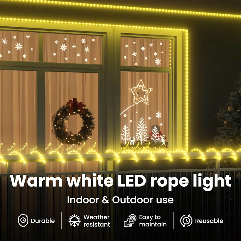 Kötél világítás 480 LED-del Meleg fehér 20 m PVC