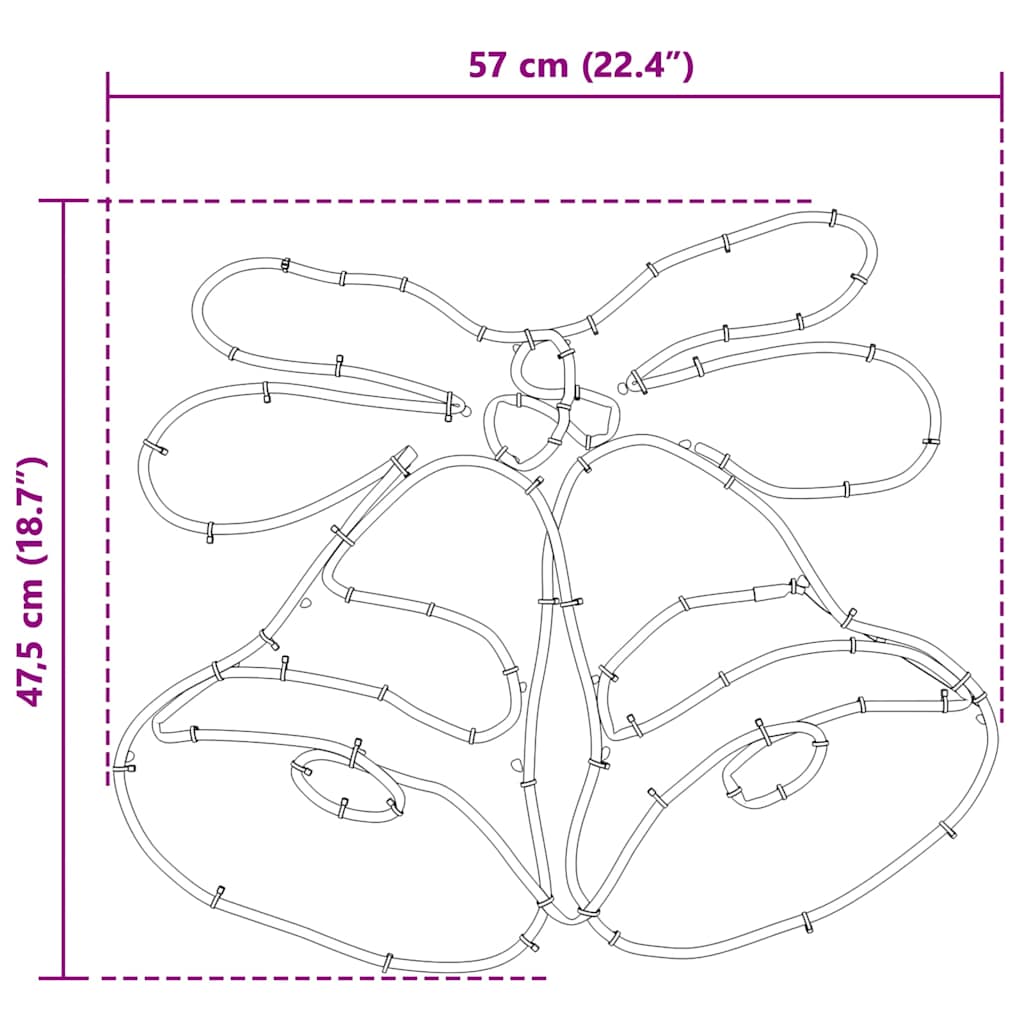 Karácsonyi Harang 144 LED-del Sokszínű 57 x 47,5 cm PVC