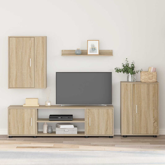 TV szekrény garnitúra 4 pcs Sonoma tölgy Faanyag