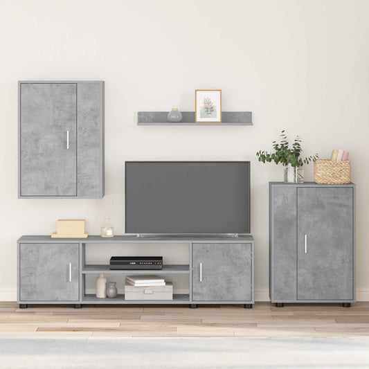 TV szekrény garnitúra 4 pcs Beton Szürke Faanyag