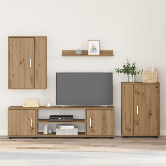TV szekrény garnitúra 4 pcs Artisan tölgy Faanyag