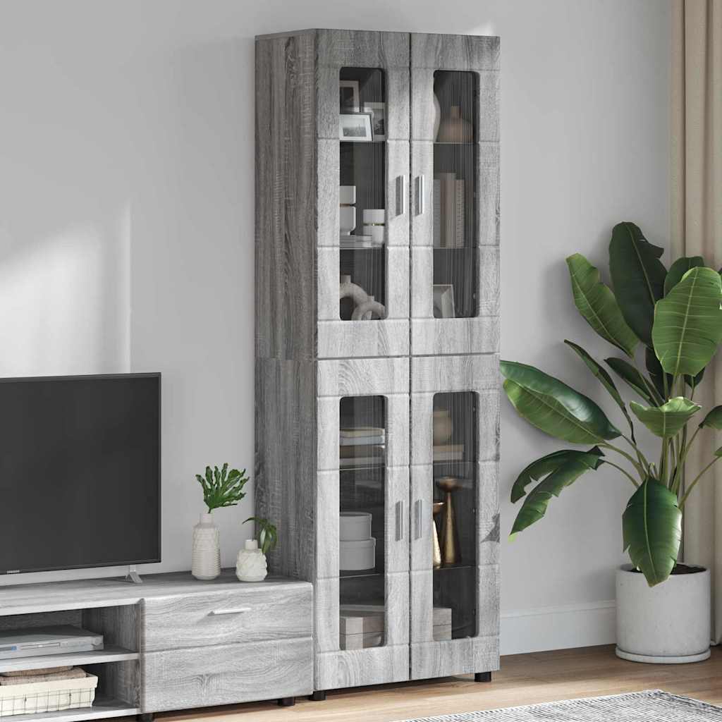 Magasfiú FLORIN 60 x 35 x 182 cm Szürke Sonoma Szerelt Fa