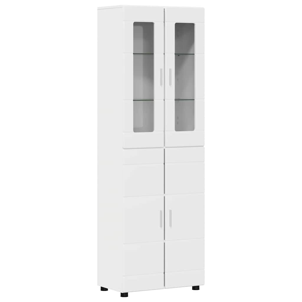 Magasfiú FLORIN 60 x 35 x 182 cm Magas Fényű Fehér Szerelt Fa