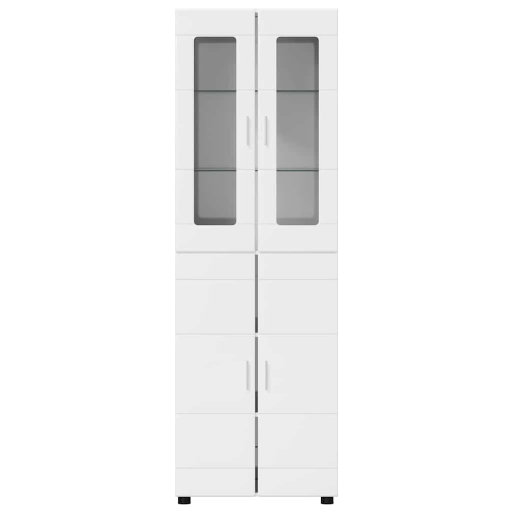 Magasfiú FLORIN 60 x 35 x 182 cm Magas Fényű Fehér Szerelt Fa