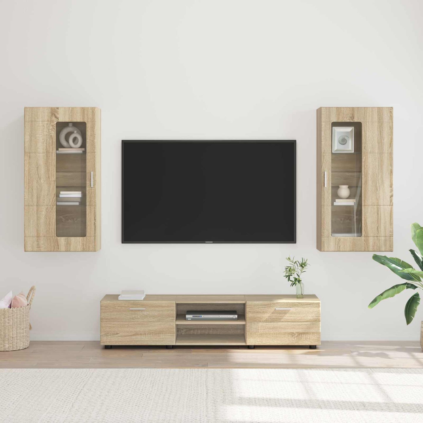 TV szekrény garnitúra fiókkal FLORIN 3 pcs Sonoma tölgy Faanyag