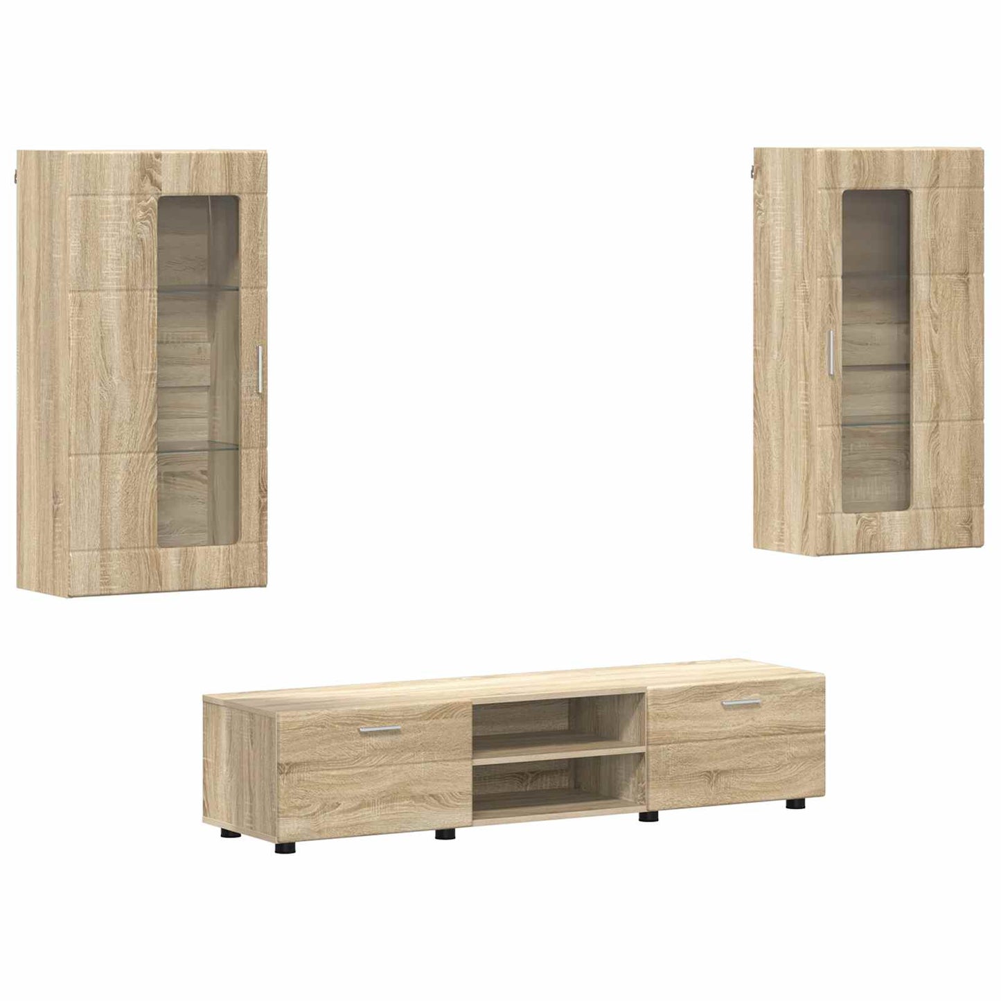 TV szekrény garnitúra fiókkal FLORIN 3 pcs Sonoma tölgy Faanyag