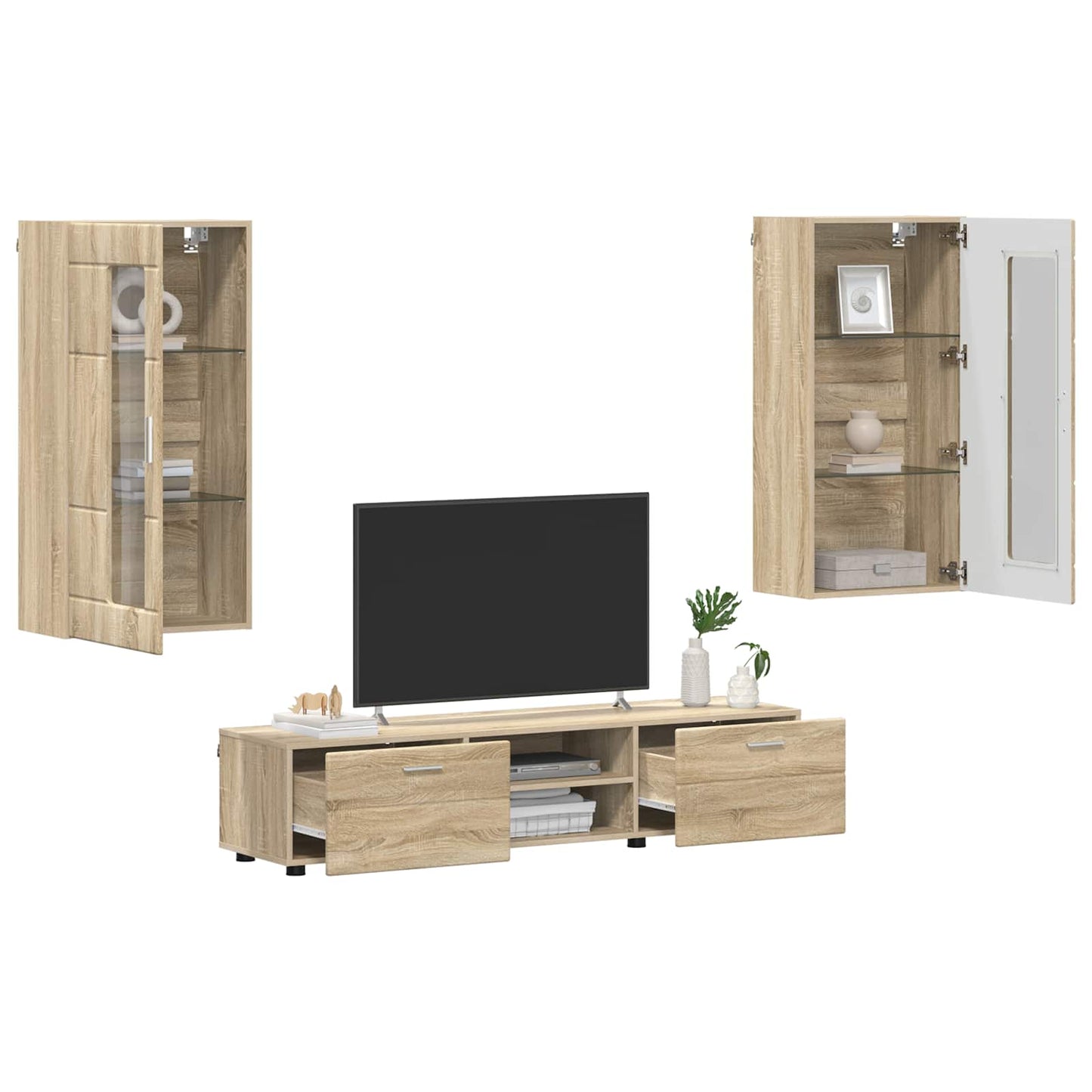 TV szekrény garnitúra fiókkal FLORIN 3 pcs Sonoma tölgy Faanyag