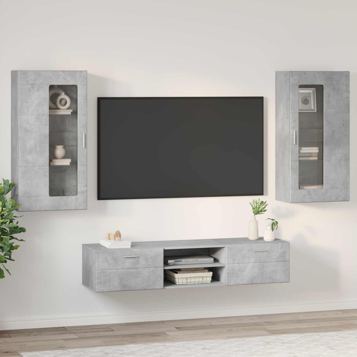 TV szekrény garnitúra FLORIN 3 pcs Beton Szürke Szerelt Fa