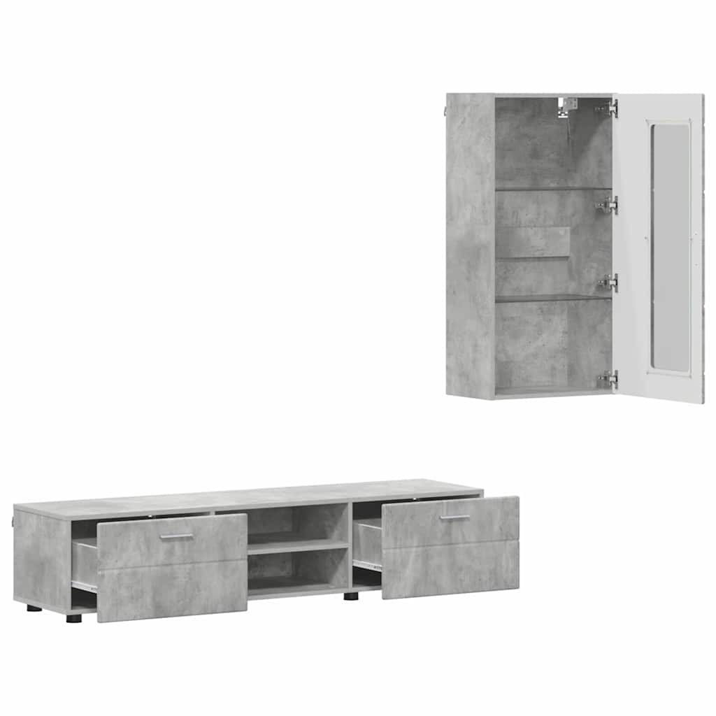 TV szekrény garnitúra FLORIN 3 pcs Beton Szürke Szerelt Fa