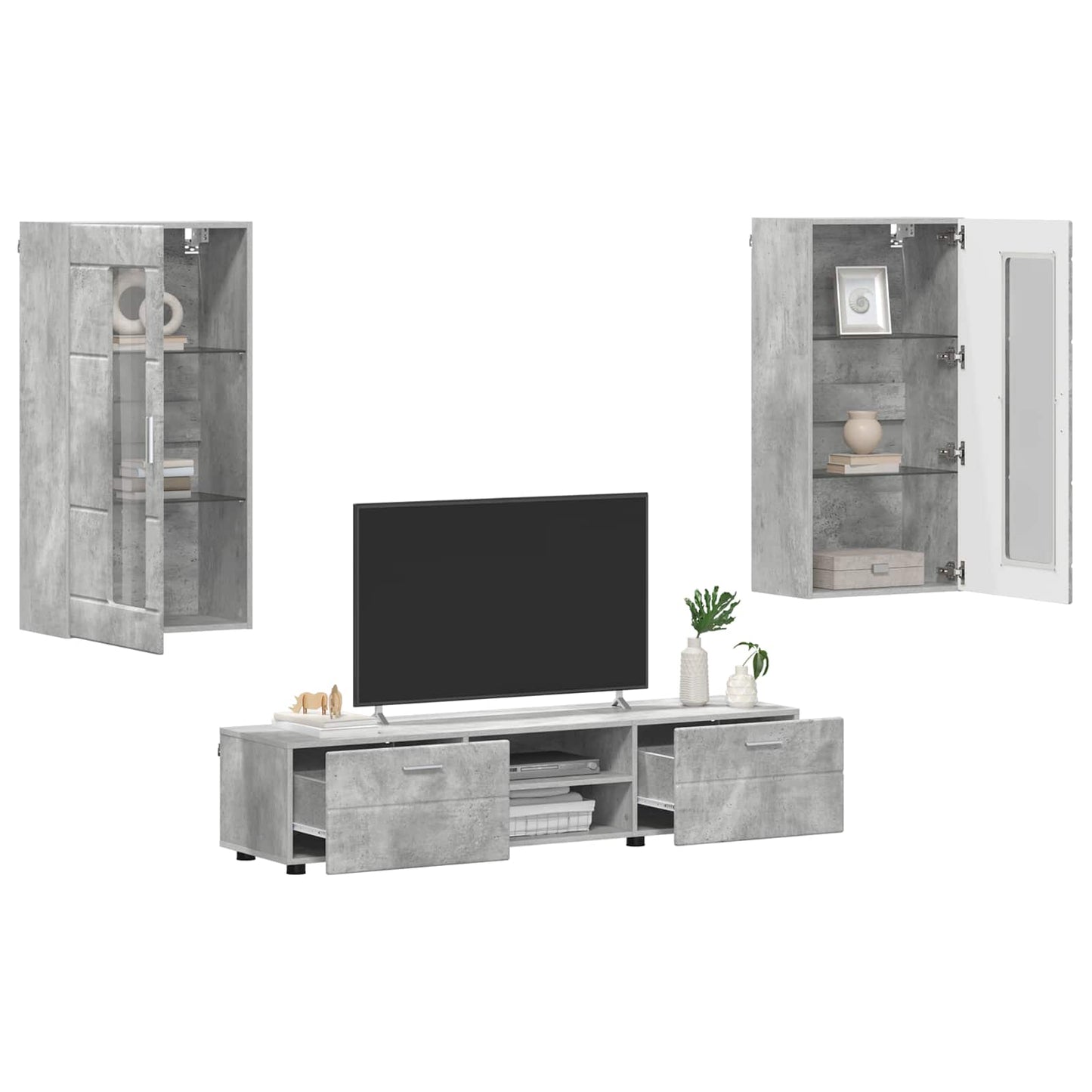 TV szekrény garnitúra FLORIN 3 pcs Beton Szürke Szerelt Fa