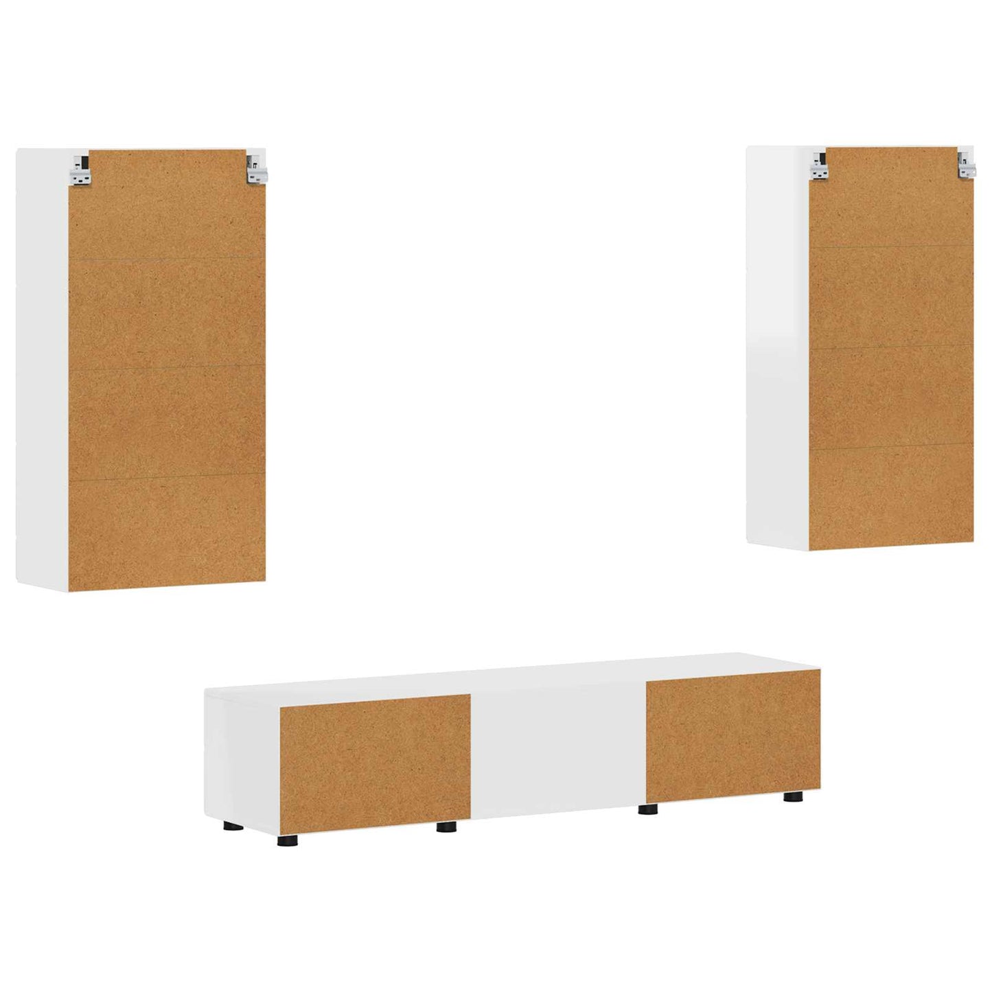 TV szekrény garnitúra FLORIN 3 pcs Magas Fényű Fehér Szerelt Fa