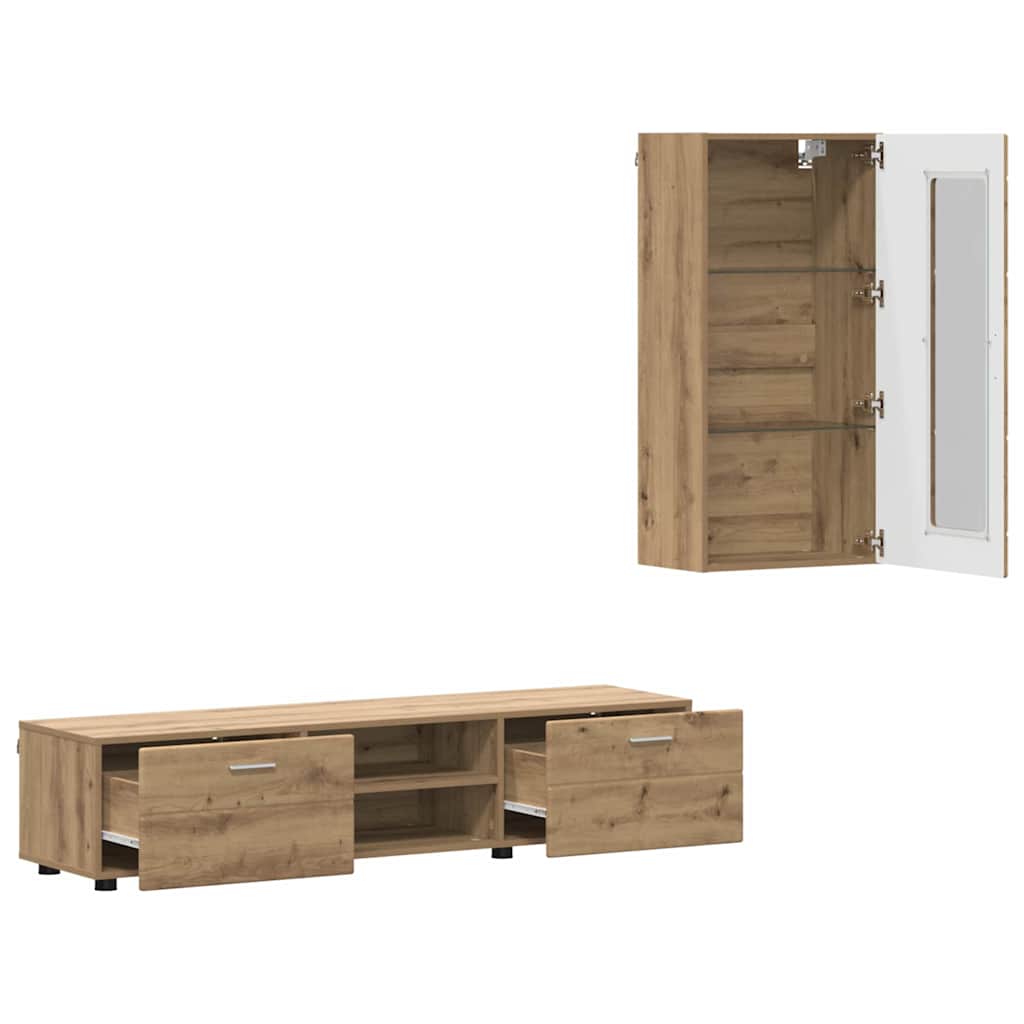 TV szekrény garnitúra FLORIN 3 pcs Artisan tölgy Faanyag