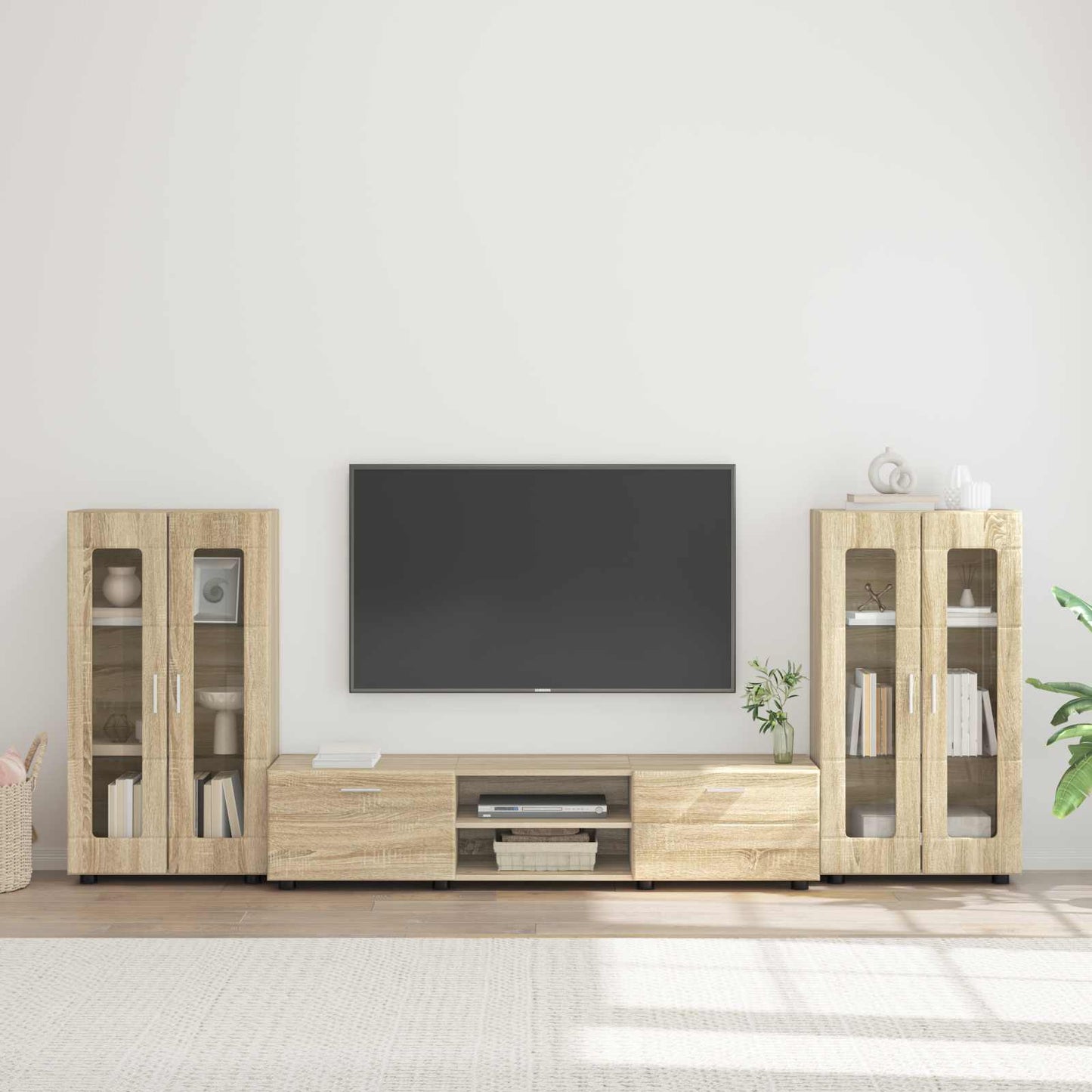 TV szekrény garnitúra fiókkal FLORIN 3 pcs Sonoma tölgy Faanyag