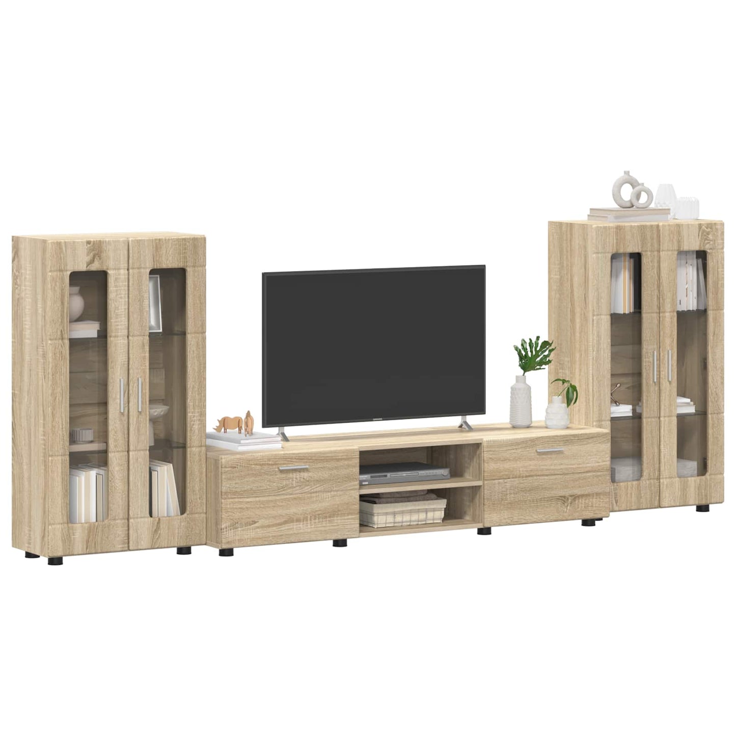 TV szekrény garnitúra fiókkal FLORIN 3 pcs Sonoma tölgy Faanyag