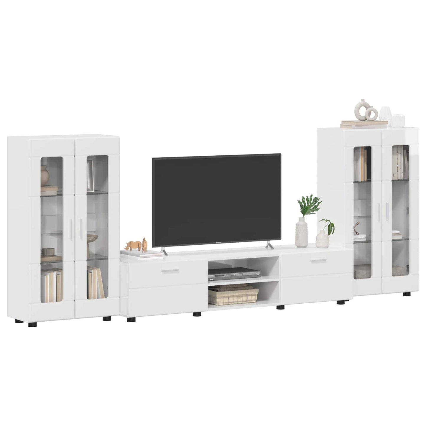 TV szekrény garnitúra FLORIN 3 pcs Magas Fényű Fehér Faanyag