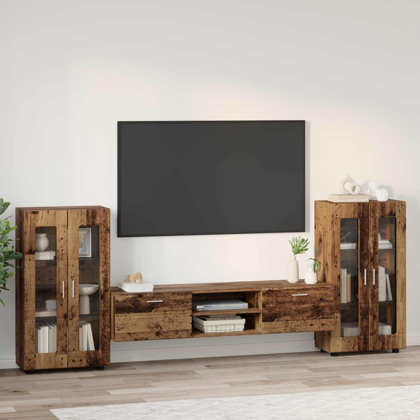 TV szekrény garnitúra FLORIN 3 pcs Öreg fa Szerelt Fa