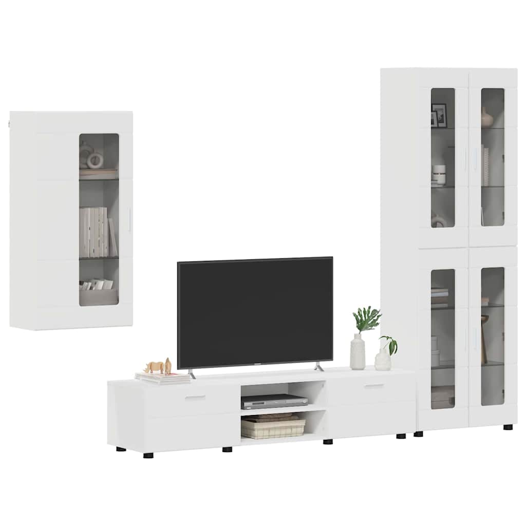 TV szekrény garnitúra fiókkal FLORIN 3 pcs Fehér Faanyag