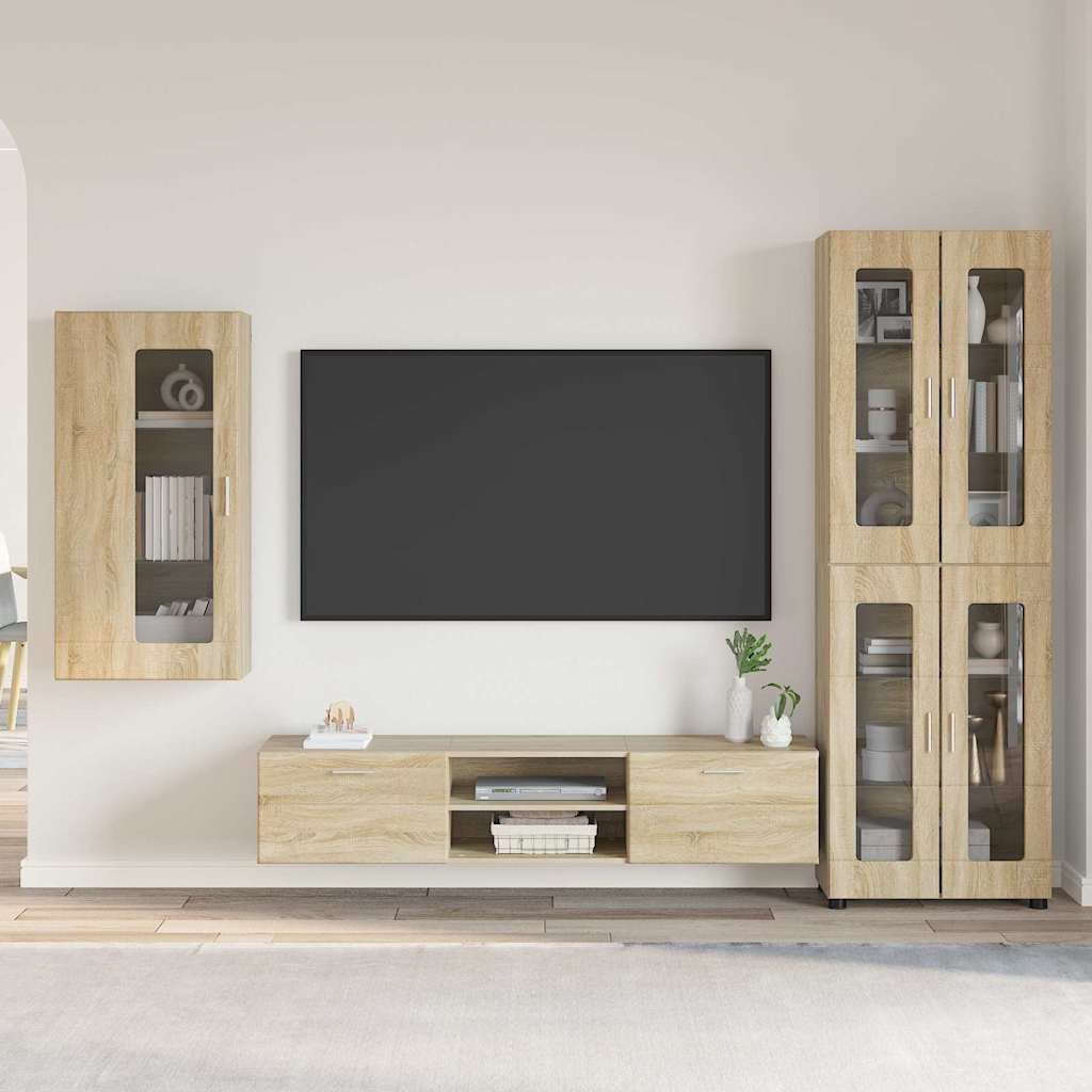 TV szekrény garnitúra FLORIN 3 pcs Sonoma tölgy Szerelt Fa