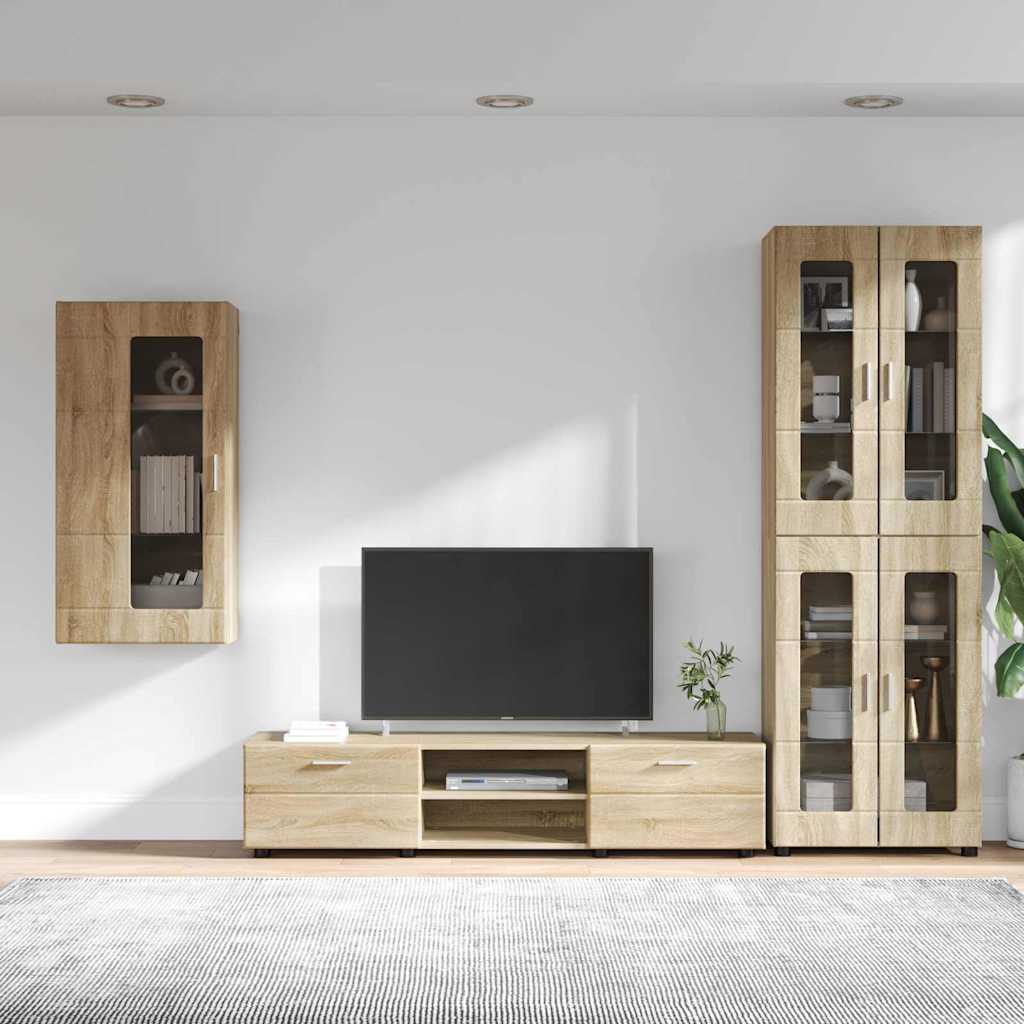 TV szekrény garnitúra FLORIN 3 pcs Sonoma tölgy Szerelt Fa