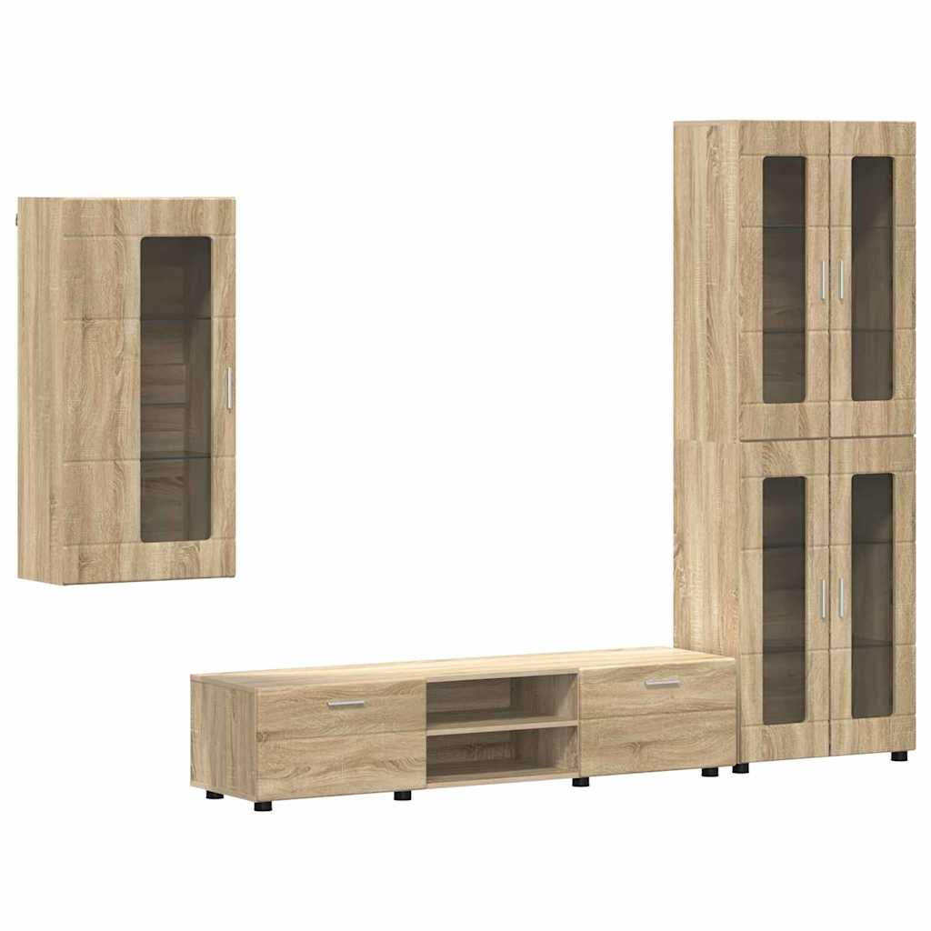 TV szekrény garnitúra FLORIN 3 pcs Sonoma tölgy Szerelt Fa