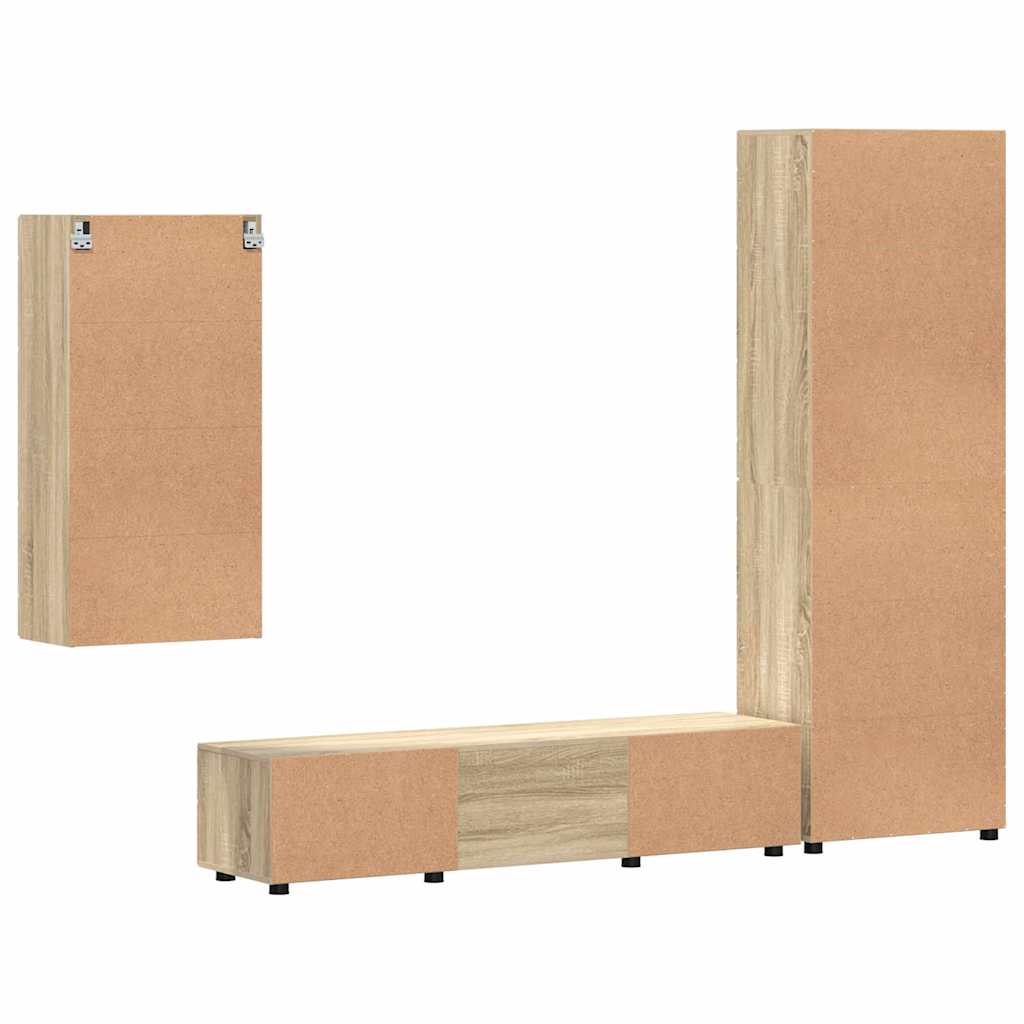 TV szekrény garnitúra FLORIN 3 pcs Sonoma tölgy Szerelt Fa