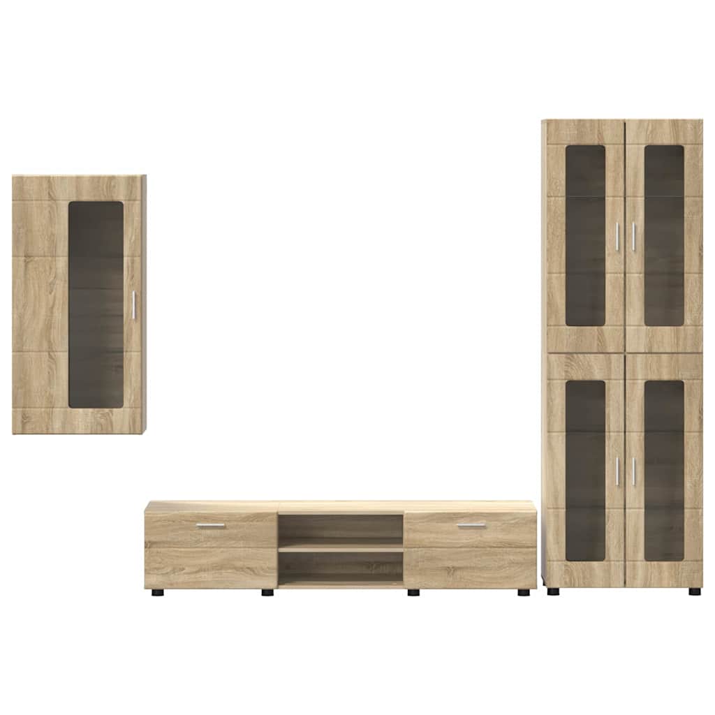 TV szekrény garnitúra FLORIN 3 pcs Sonoma tölgy Szerelt Fa