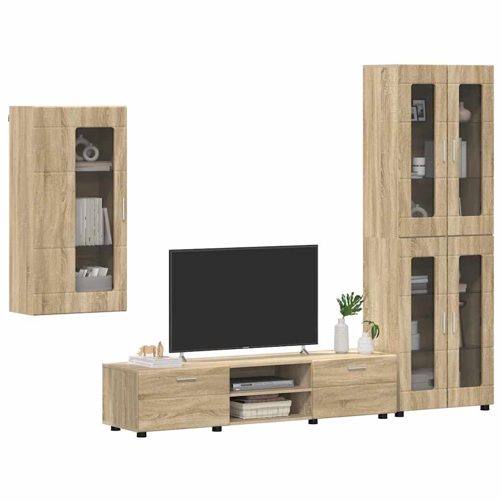 TV szekrény garnitúra FLORIN 3 pcs Sonoma tölgy Szerelt Fa
