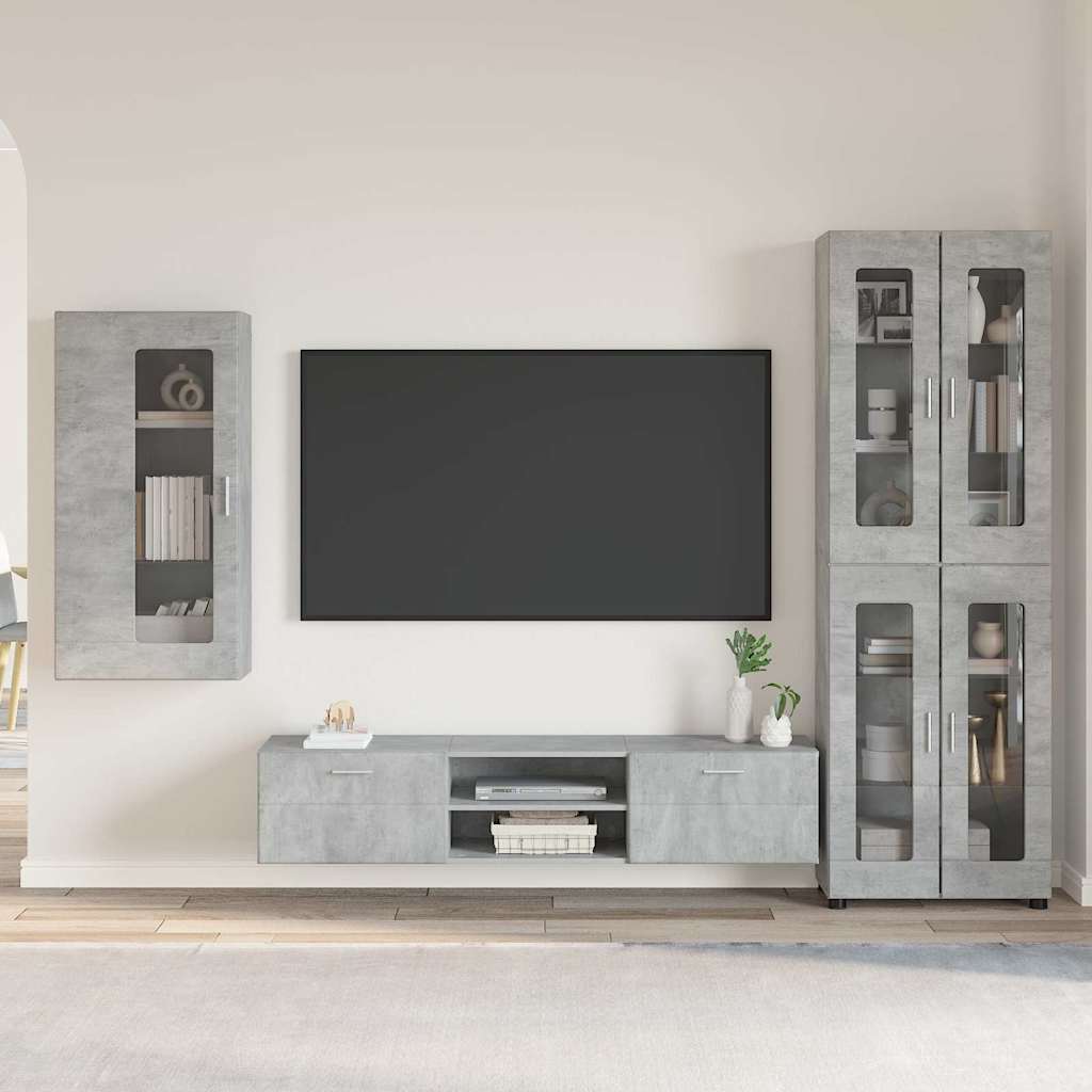 TV szekrény garnitúra fiókkal FLORIN 3 pcs Beton Szürke Faanyag