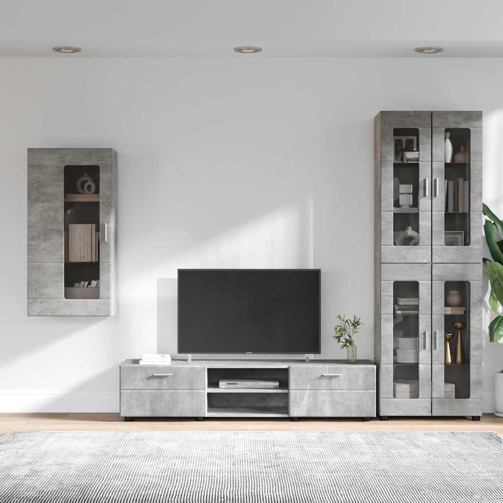 TV szekrény garnitúra fiókkal FLORIN 3 pcs Beton Szürke Faanyag