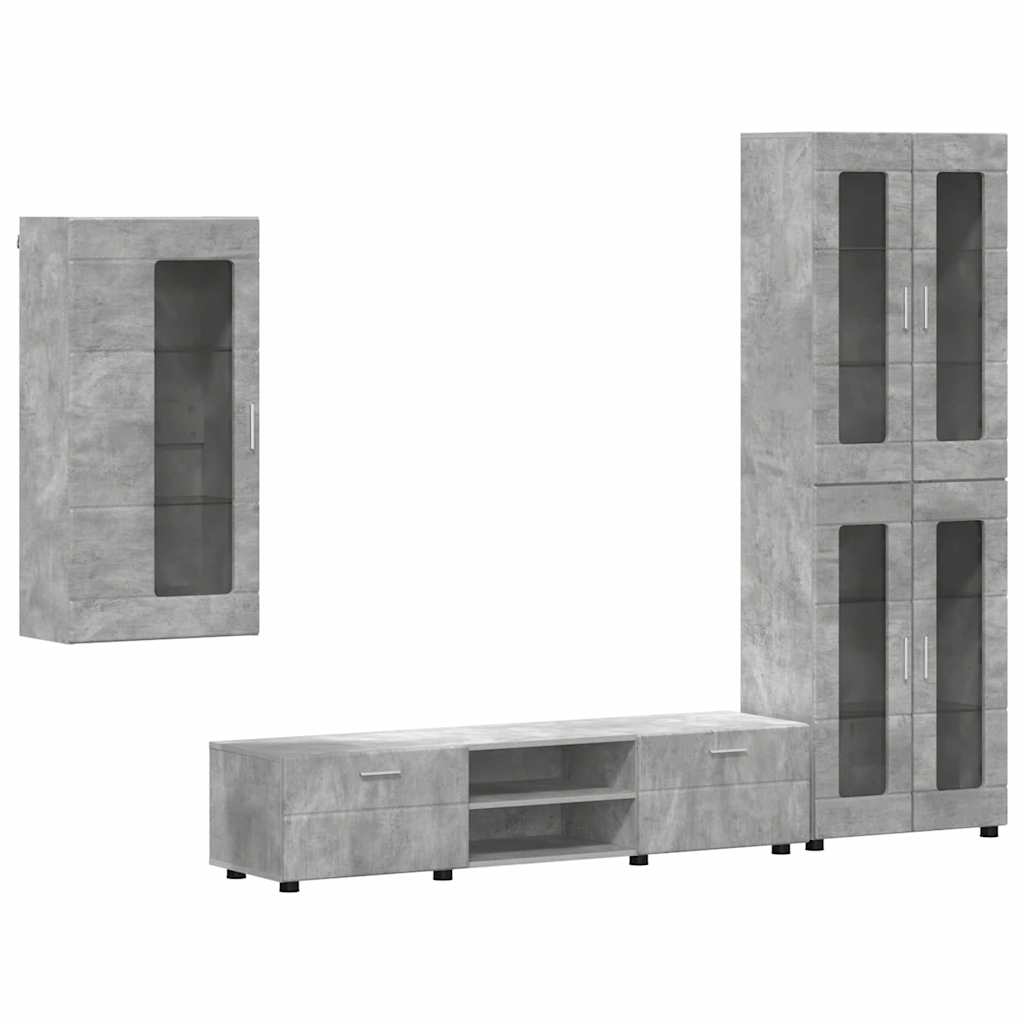 TV szekrény garnitúra fiókkal FLORIN 3 pcs Beton Szürke Faanyag
