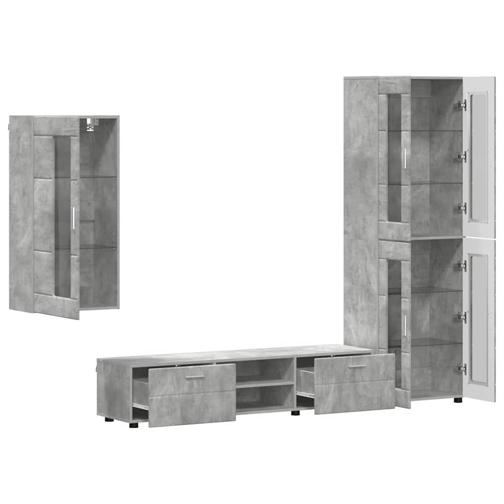 TV szekrény garnitúra fiókkal FLORIN 3 pcs Beton Szürke Faanyag