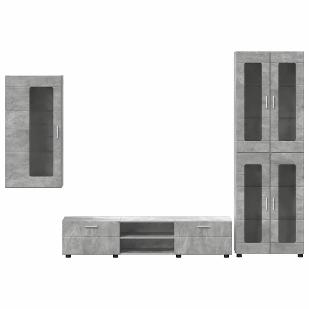 TV szekrény garnitúra fiókkal FLORIN 3 pcs Beton Szürke Faanyag