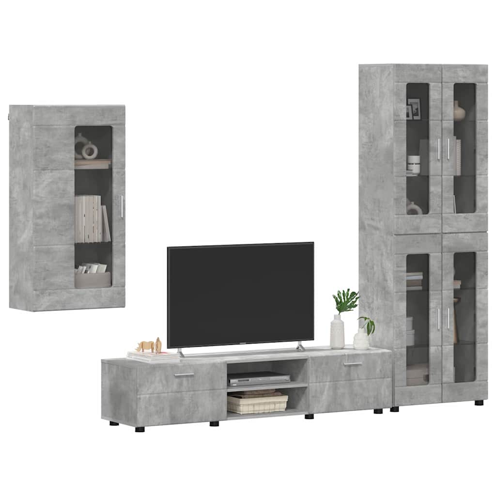 TV szekrény garnitúra fiókkal FLORIN 3 pcs Beton Szürke Faanyag