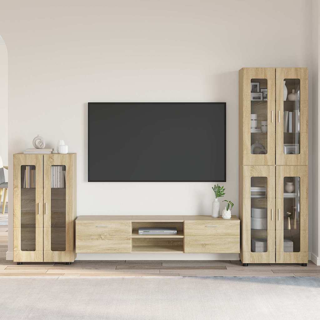 TV szekrény garnitúra fiókkal FLORIN 3 pcs Sonoma tölgy Faanyag