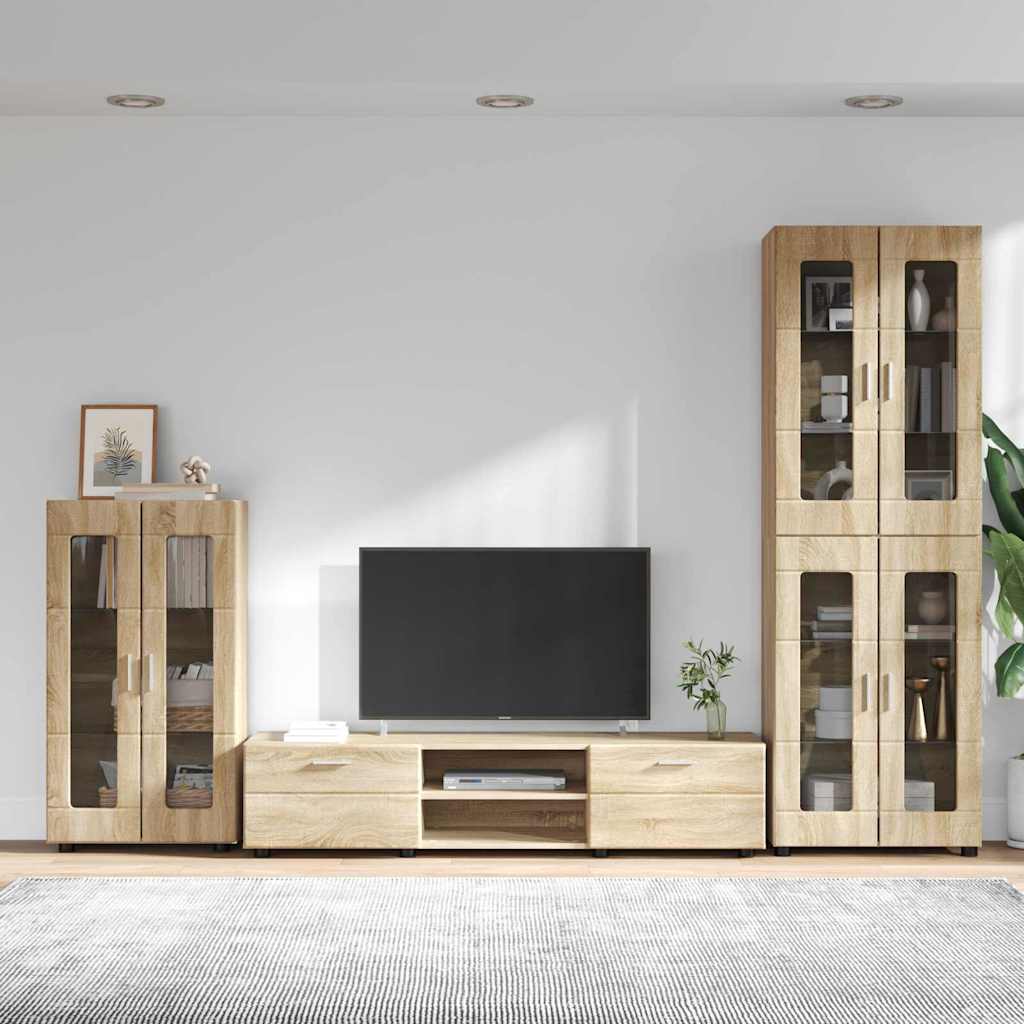 TV szekrény garnitúra fiókkal FLORIN 3 pcs Sonoma tölgy Faanyag