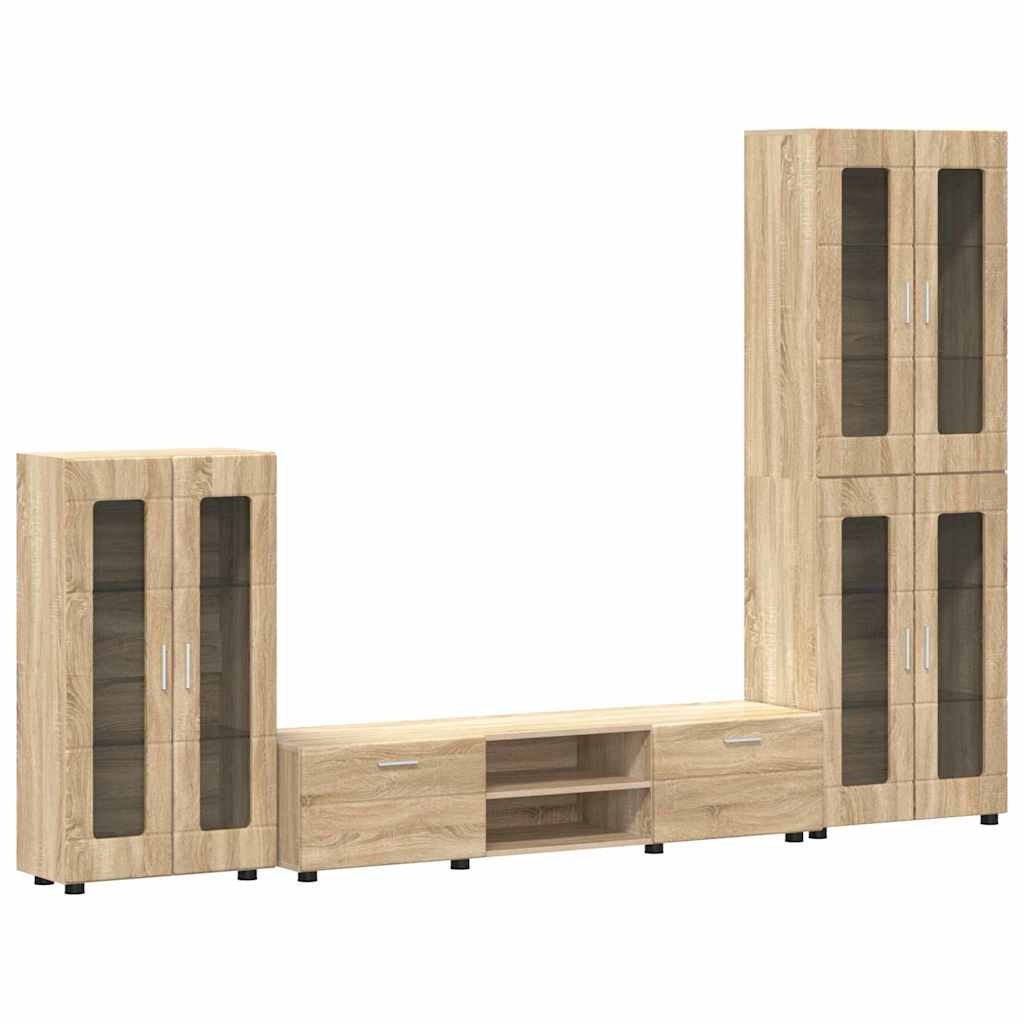 TV szekrény garnitúra fiókkal FLORIN 3 pcs Sonoma tölgy Faanyag
