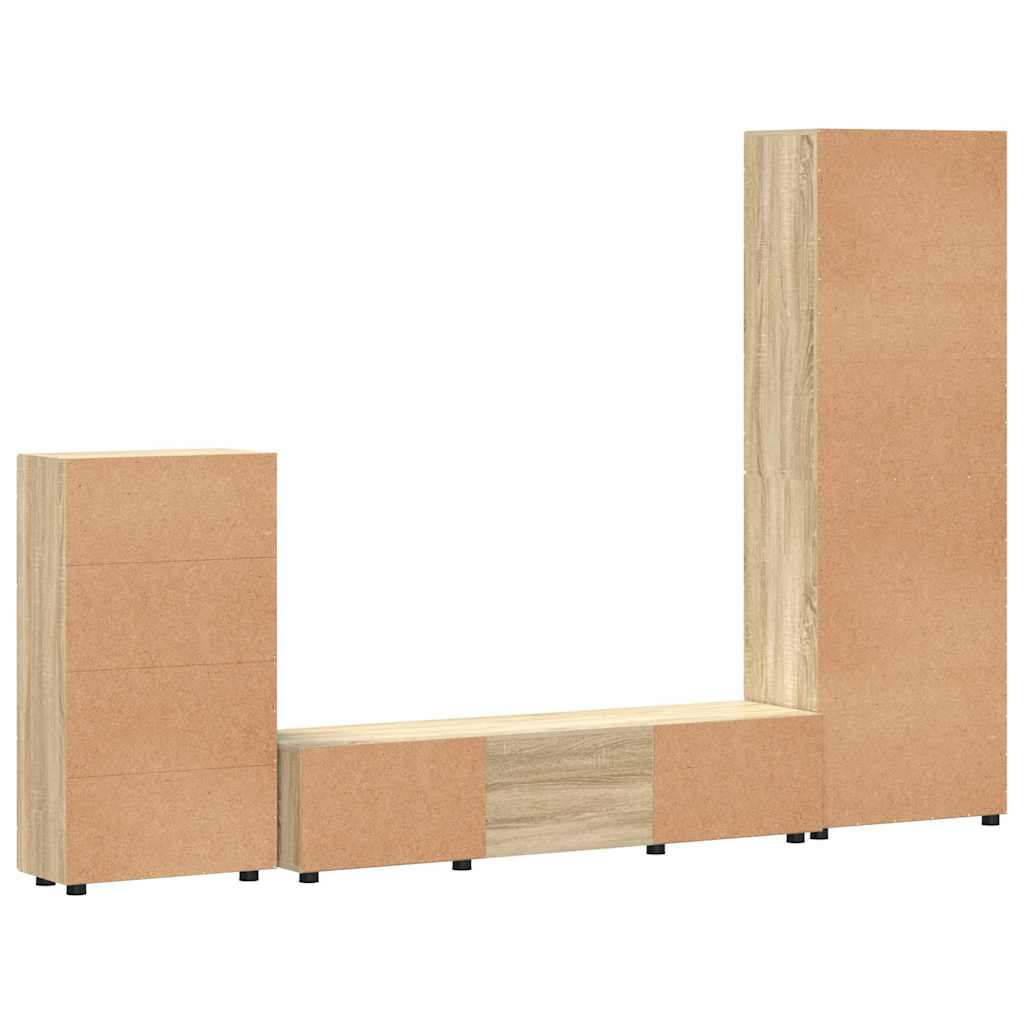 TV szekrény garnitúra fiókkal FLORIN 3 pcs Sonoma tölgy Faanyag