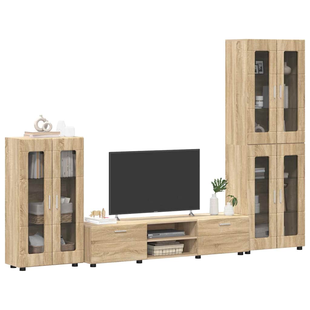TV szekrény garnitúra fiókkal FLORIN 3 pcs Sonoma tölgy Faanyag